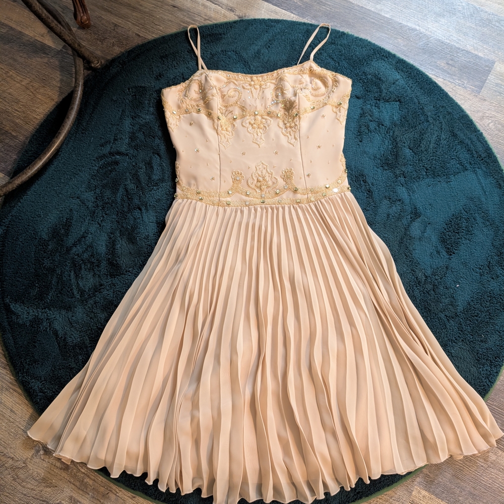 Vintage Cream and Gold Midi Dress